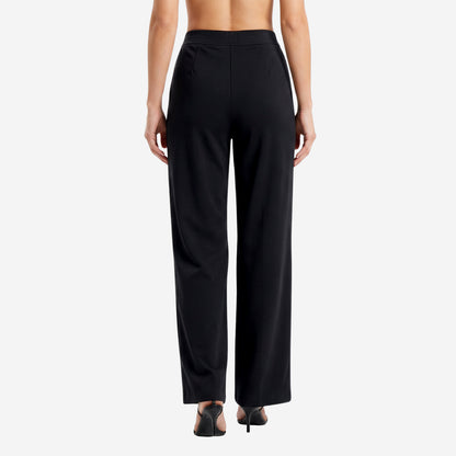 Women Solid Black Straight Pants
