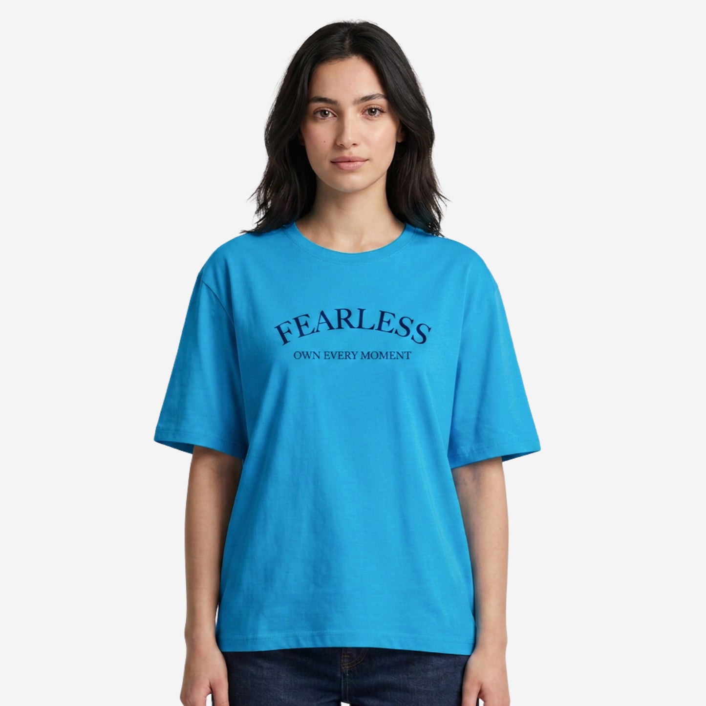 Women's Turquoise Oversized Printed T-Shirt