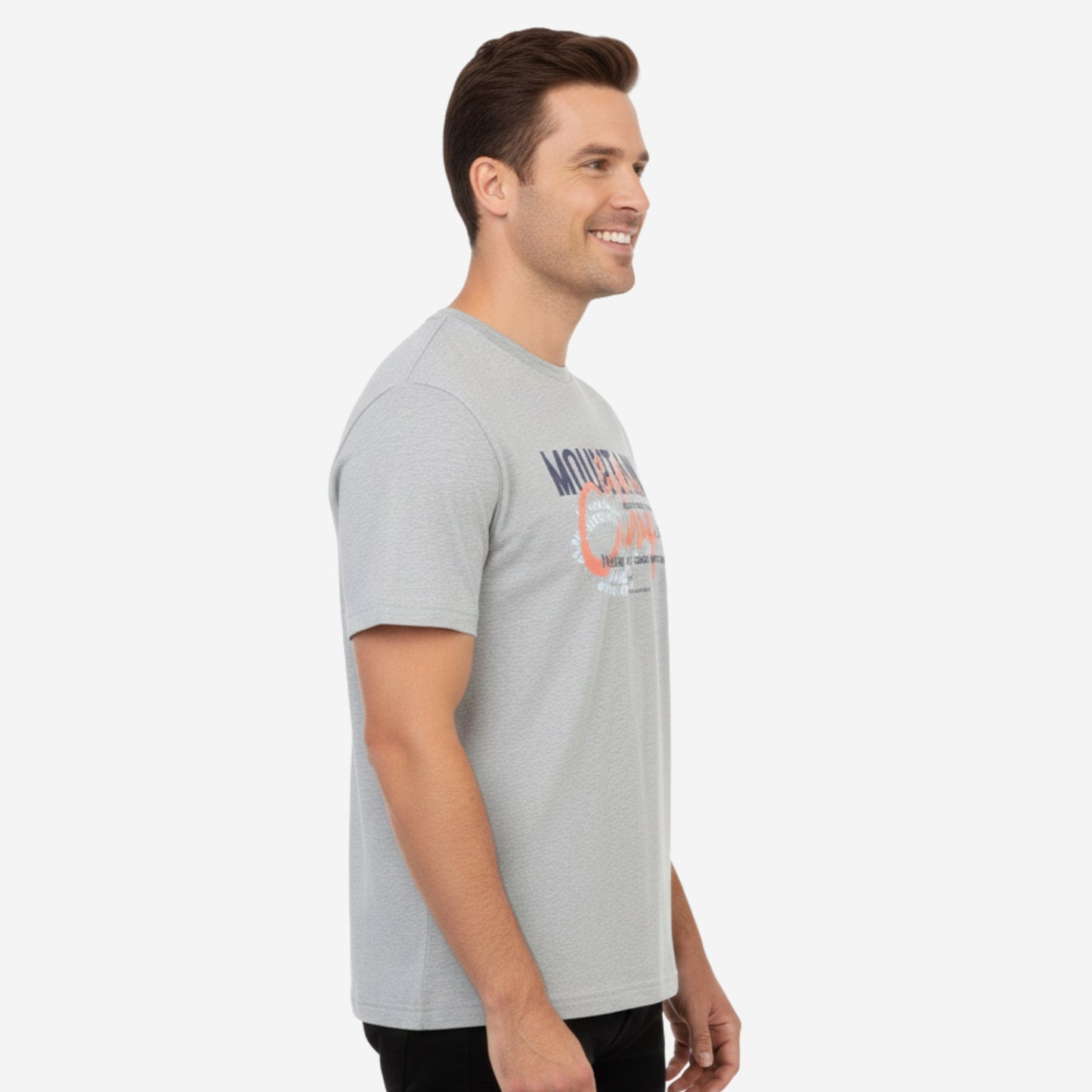 Men’s Printed Round‑Neck T‑Shirt (Lt.Grey Mel)