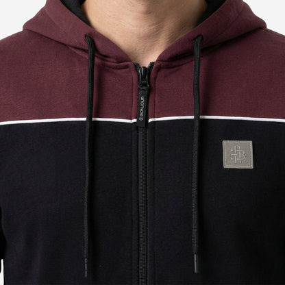 Relaxed Fit Printed Zip-Through Hoodie for Men (Black)
