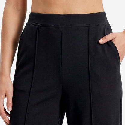 Women Solid Black Straight Pants