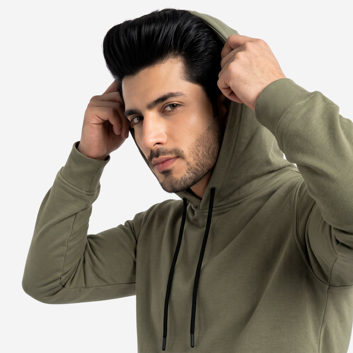 Men's Solid Beige Polyester Hoodie for Winter | Lightweight Pullover Sweatshirt with Hood, Black Drawstrings, Kangaroo Pocket & Full Sleeves