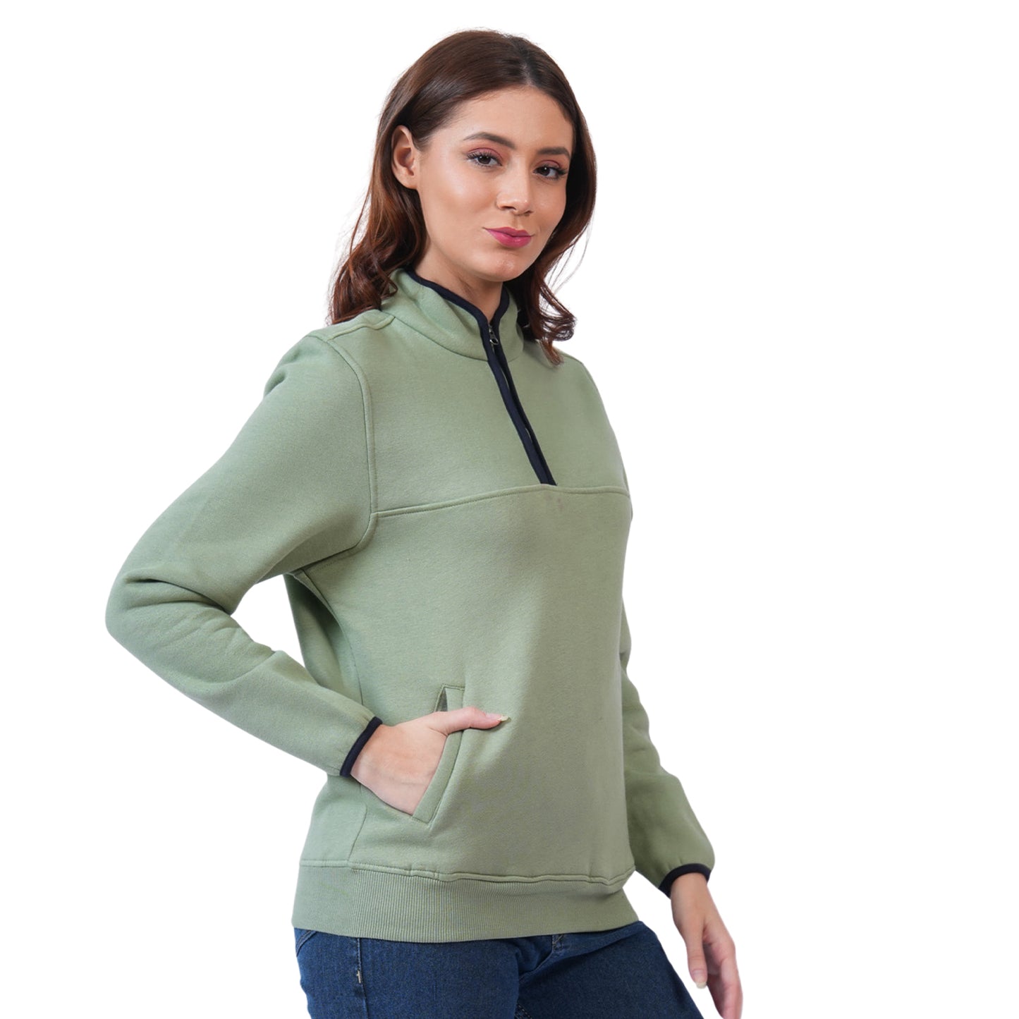 Women's Half-Zip Pullover Sweatshirt with Kangaroo Pockets