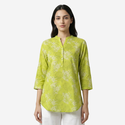 Lemon Women Floral Printed Short Kurti – Stylish & Comfortable (Pack of 1)