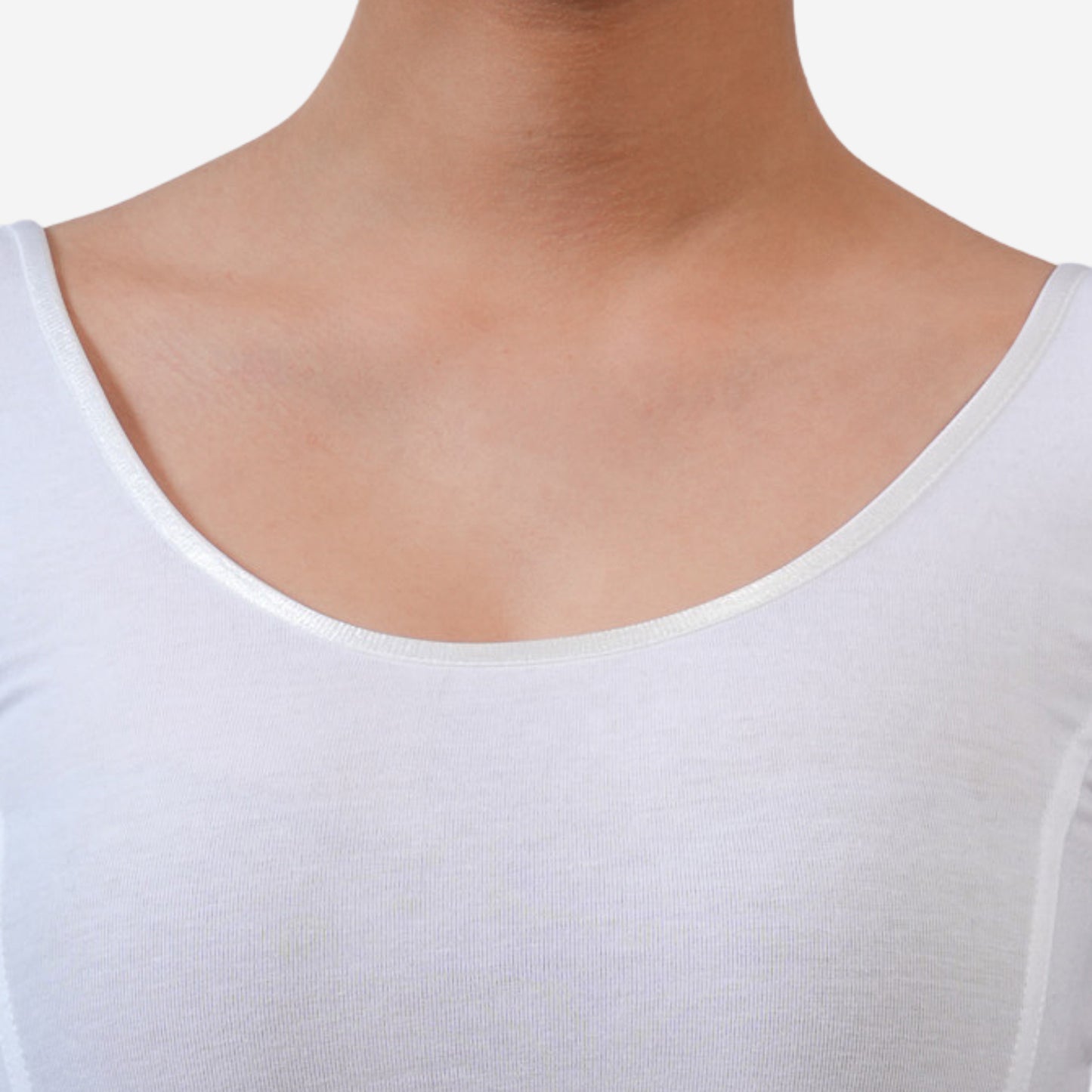 Women's 3/4 Length Cotton Stretchable Readymade Plain Blouse - White