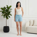 Women Regular Fit Sky Blue Cotton Boxer Shorts