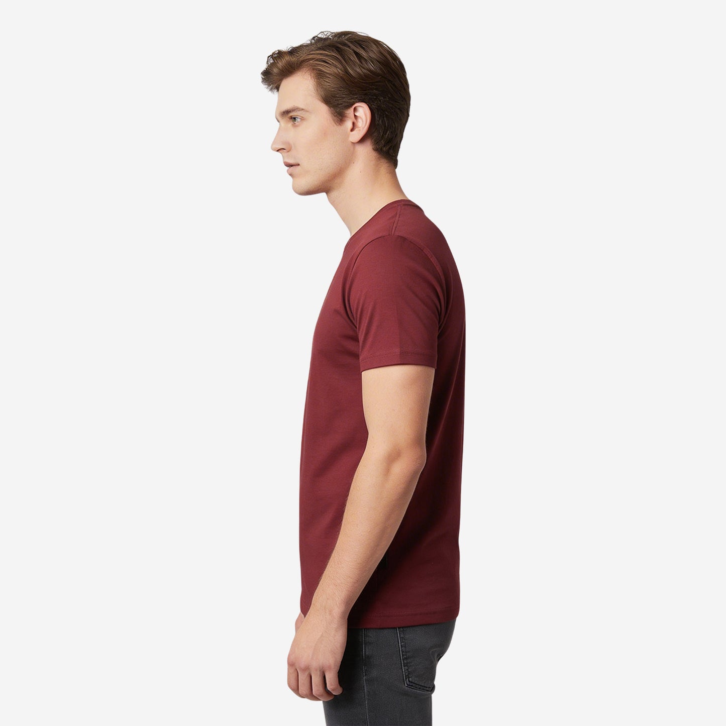 DK.Maroon  Round Neck Half Sleeves T-Shirt for Men