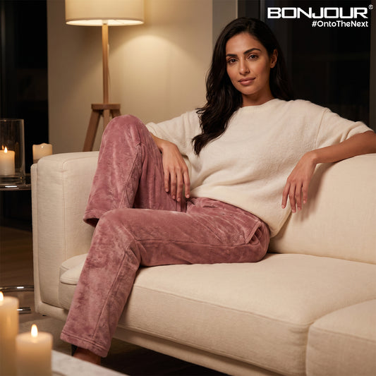 Bonjour Women’s Cotton Blend Winter Warm Lower | Comfortable Track Pants | Elastic Waist.