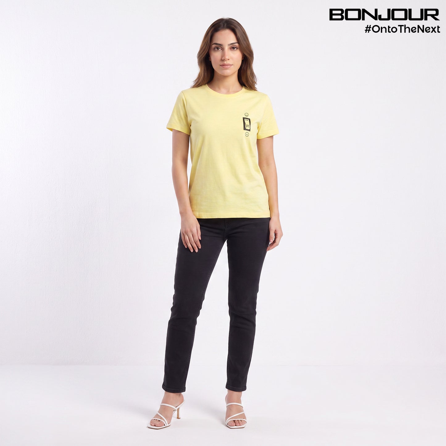 Bonjour Women’s  Round Neck Cotton Printed T-Shirt |  Half Sleeve Regular Fit Comfortable Tee