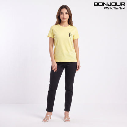 Bonjour Women’s  Round Neck Cotton Printed T-Shirt |  Half Sleeve Regular Fit Comfortable Tee