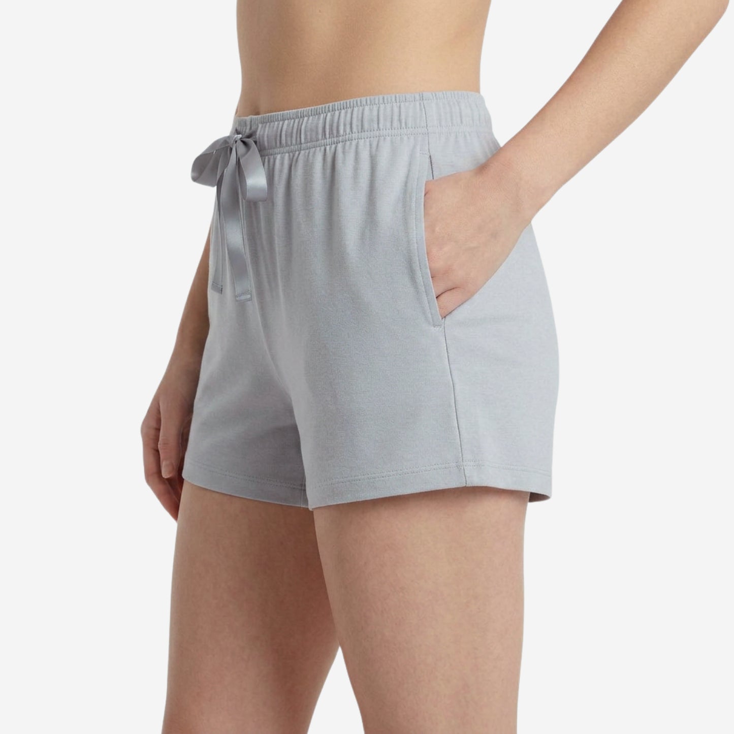 Women's Regular Fit Solid Lt.Grey Cotton Shorts