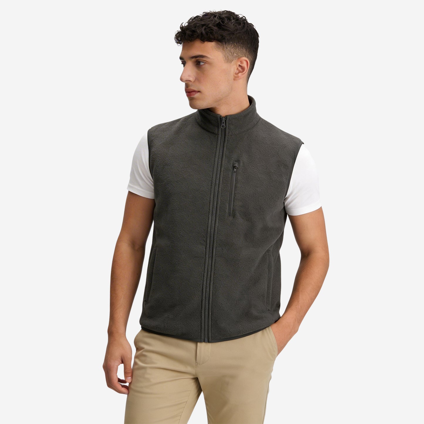 Men’s Dk.Grey Sleeveless Polar Jacket (Pack of 1)