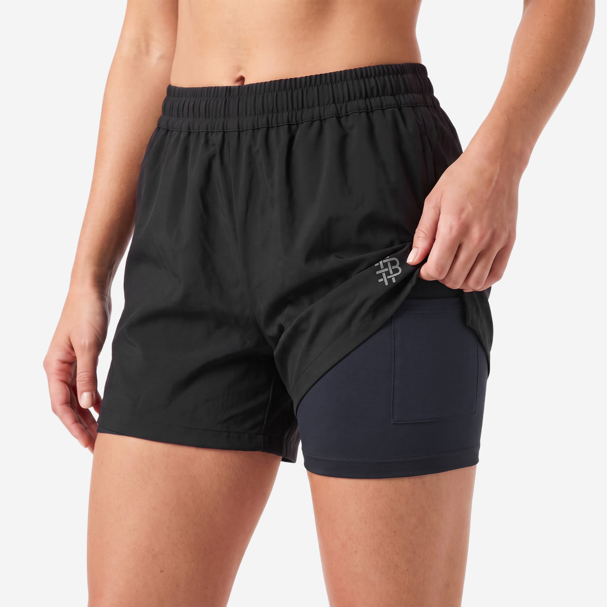Bonjour Women's Polyester Blend Dual Layer Sports Shorts with Inner Tight | | Running Shorts with Inner Drawstring