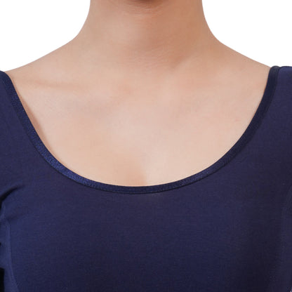 Vami Women's 3/4 Length Cotton Stretchable Readymade Plain Blouse  - Navy