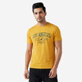 Men's Mustard Printed Round Neck Short Sleeve T-Shirt