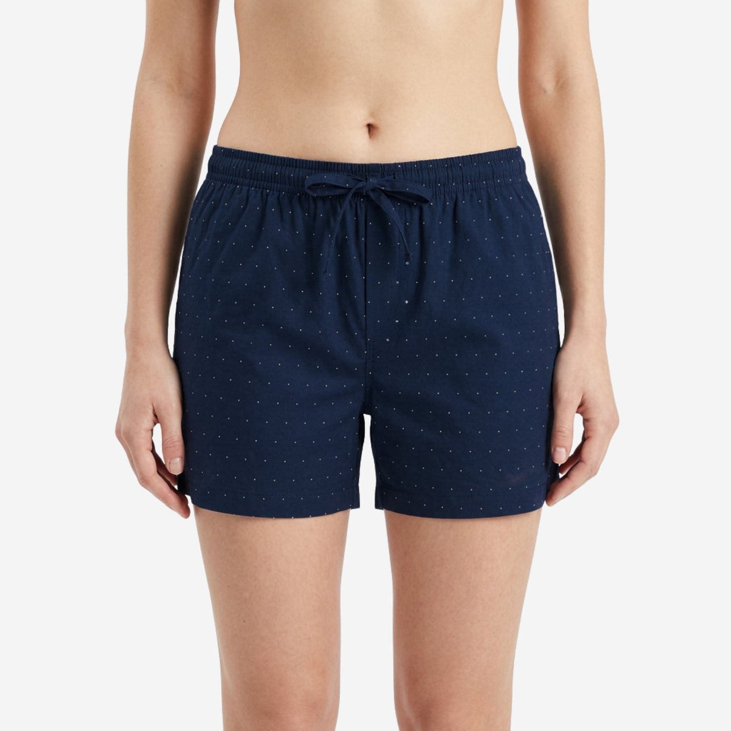 Women Regular Fit Navy Cotton Boxer Shorts