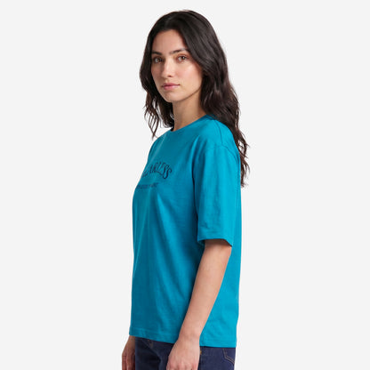 Women's Turquoise Oversized Printed T-Shirt