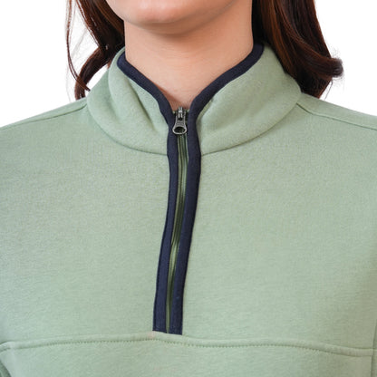 Women's Half-Zip Pullover Sweatshirt with Kangaroo Pockets