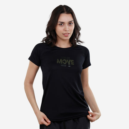 Women Knitted Fabric Regular Fit Short Sleeve Tee/T-shirt - Navy