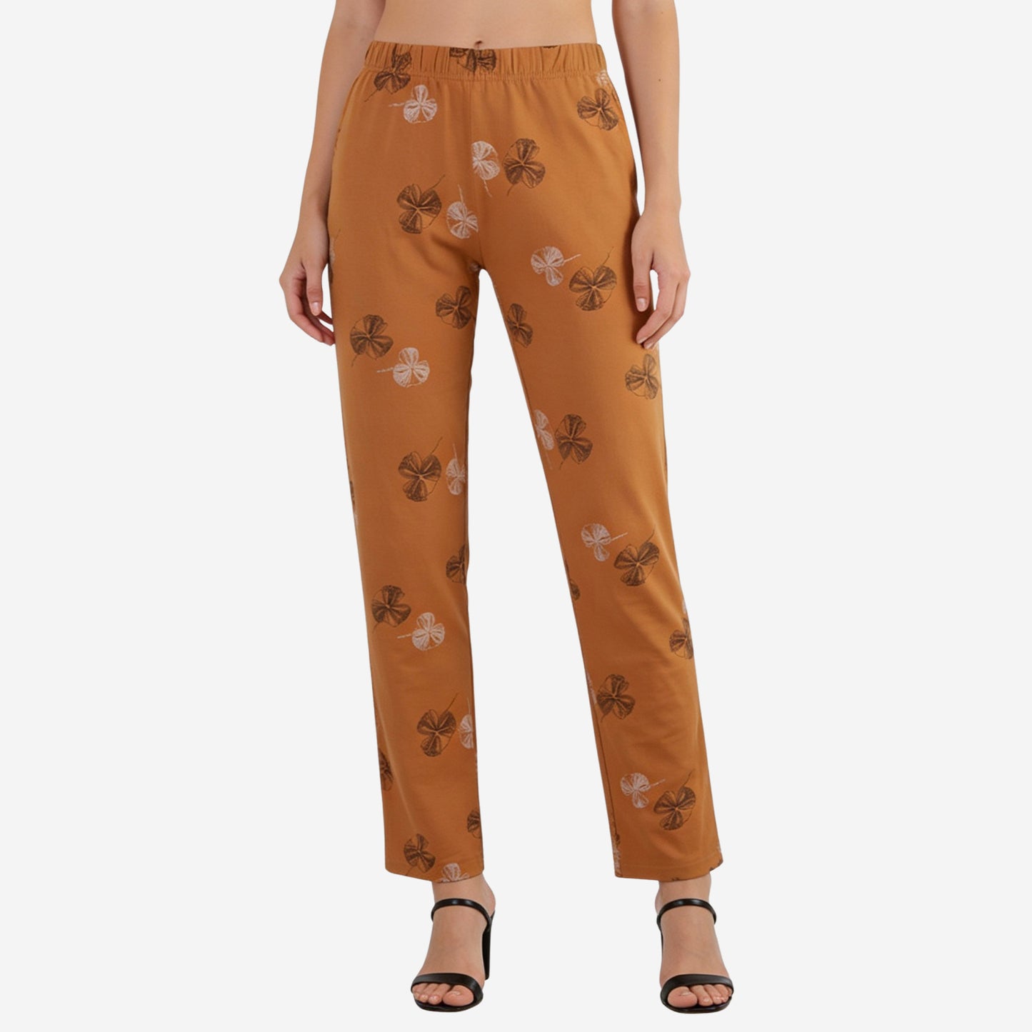 Women Printed Relaxed-Fit Lower - Tan