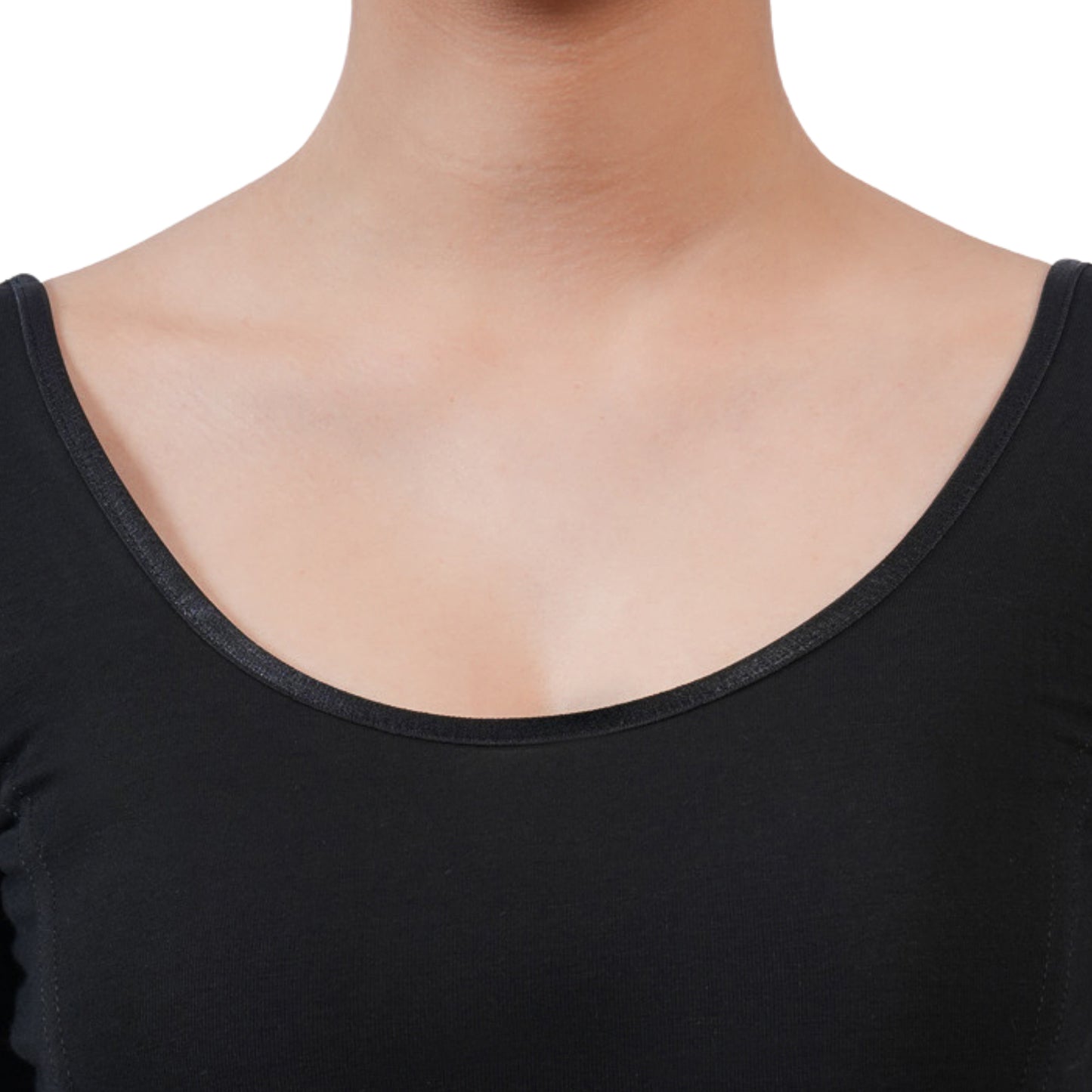 Women's 3/4 Length Cotton Stretchable Readymade Plain Blouse  - Black