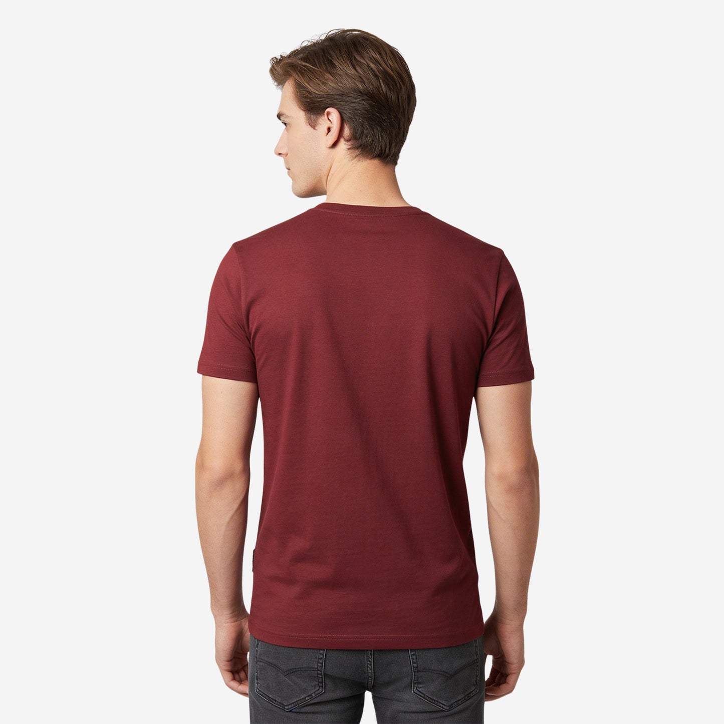 DK.Maroon  Round Neck Half Sleeves T-Shirt for Men