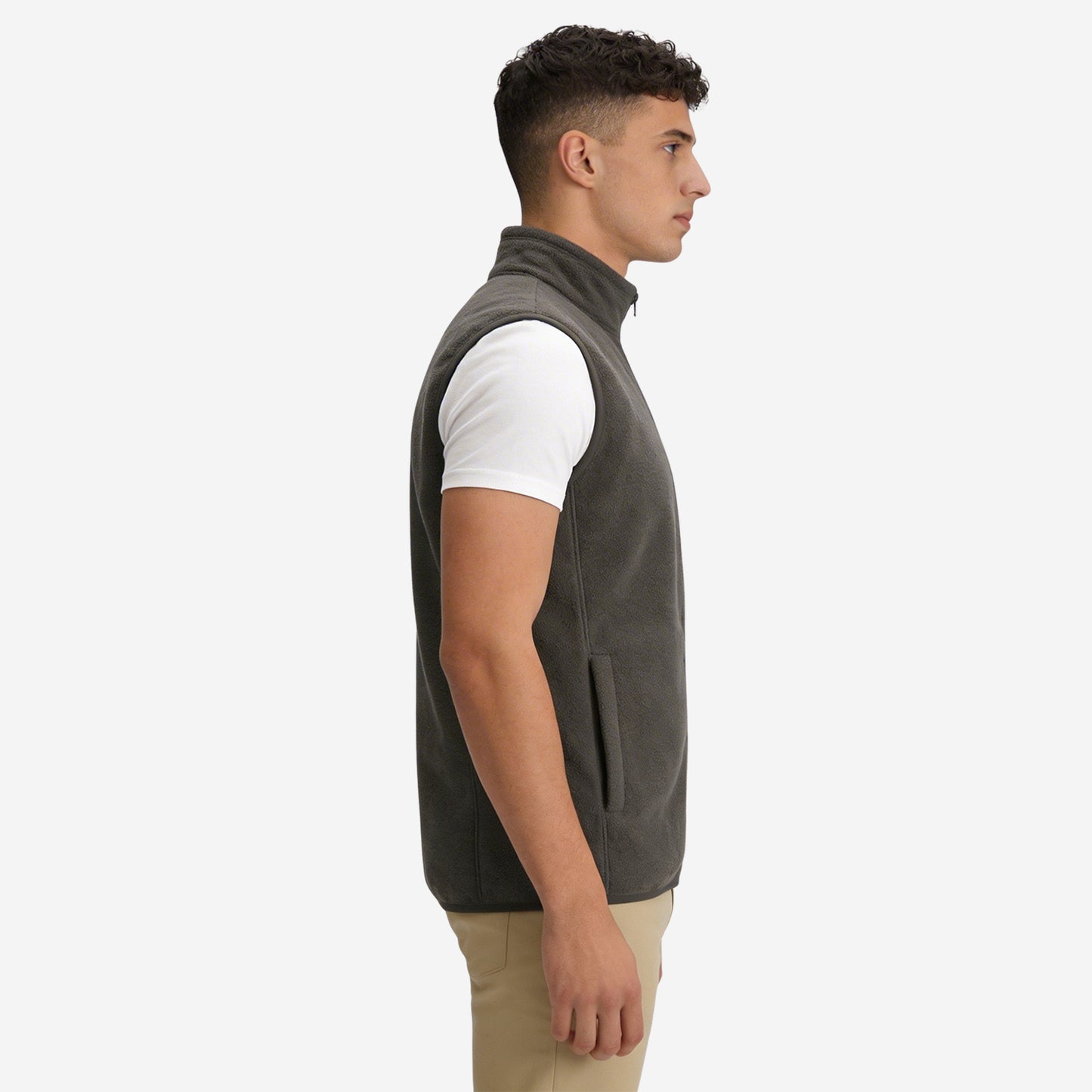 Men’s Dk.Grey Sleeveless Polar Jacket (Pack of 1)