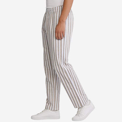 Men’s Cotton Printed Pyjama with White and Beige Stripes