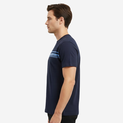 Men’s Printed Round‑Neck T‑Shirt (Navy)