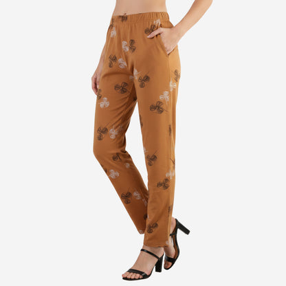 Women Printed Relaxed-Fit Lower - Tan