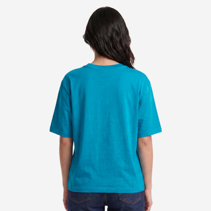 Women's Turquoise Oversized Printed T-Shirt