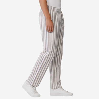 Men’s Cotton Printed Pyjama with White and Beige Stripes