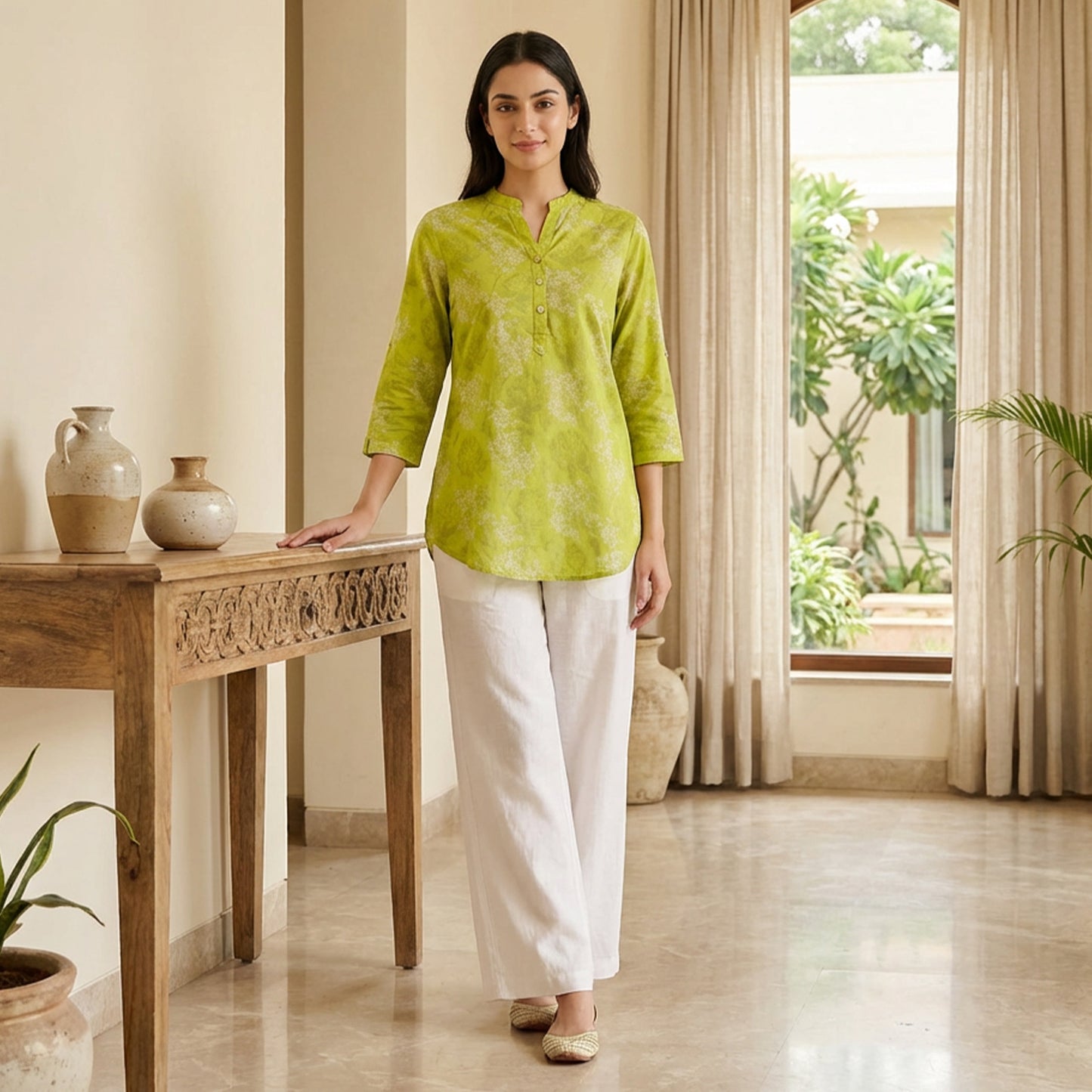 Lemon Women Floral Printed Short Kurti – Stylish & Comfortable (Pack of 1)