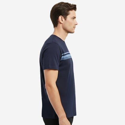 Men’s Printed Round‑Neck T‑Shirt (Navy)
