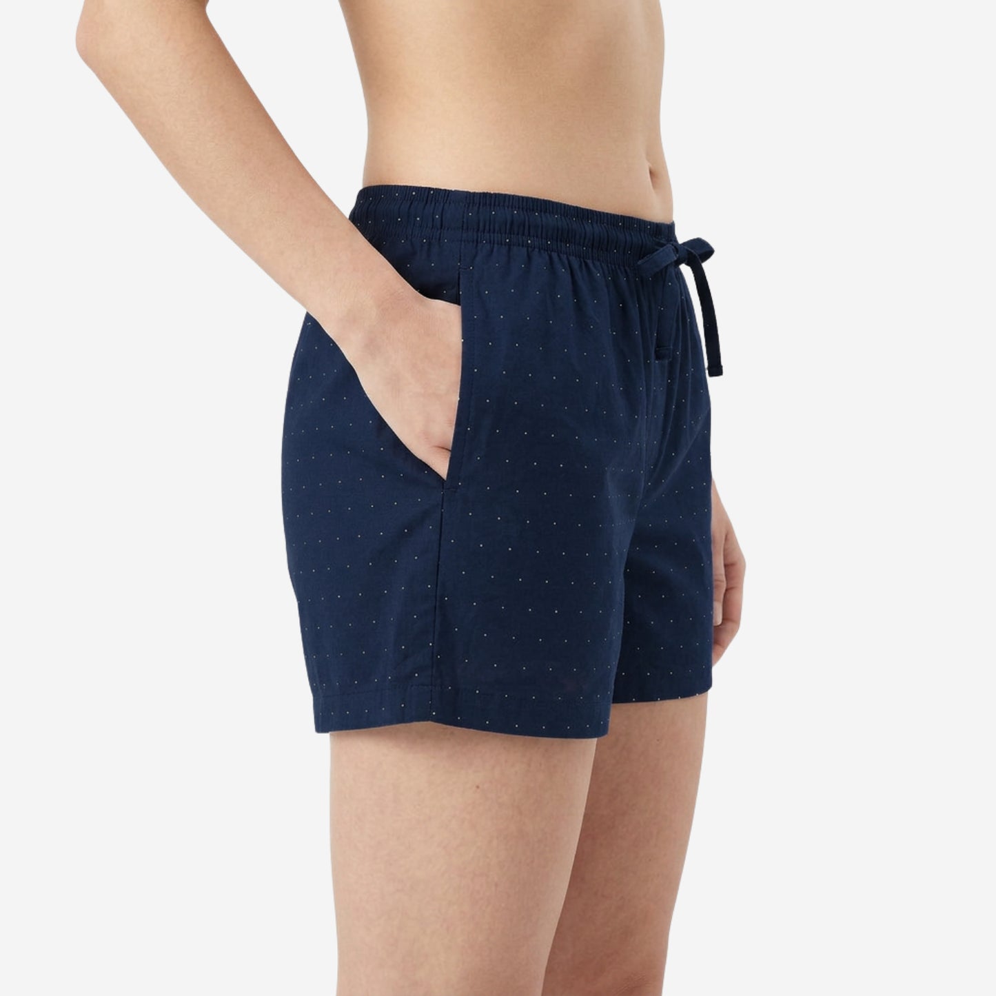 Women Regular Fit Navy Cotton Boxer Shorts