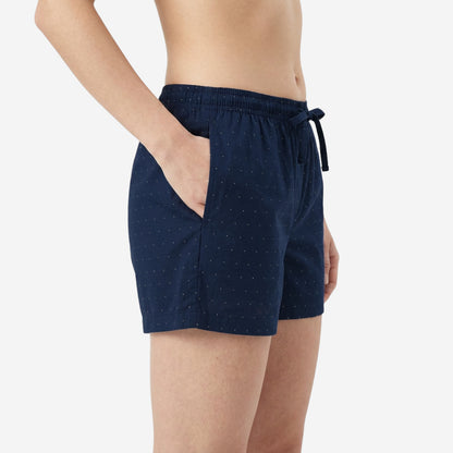 Women Regular Fit Navy Cotton Boxer Shorts