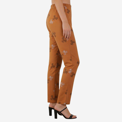 Women Printed Relaxed-Fit Lower - Tan