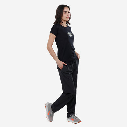 Women Knitted Fabric Regular Fit Short Sleeve Tee/T-shirt - Navy