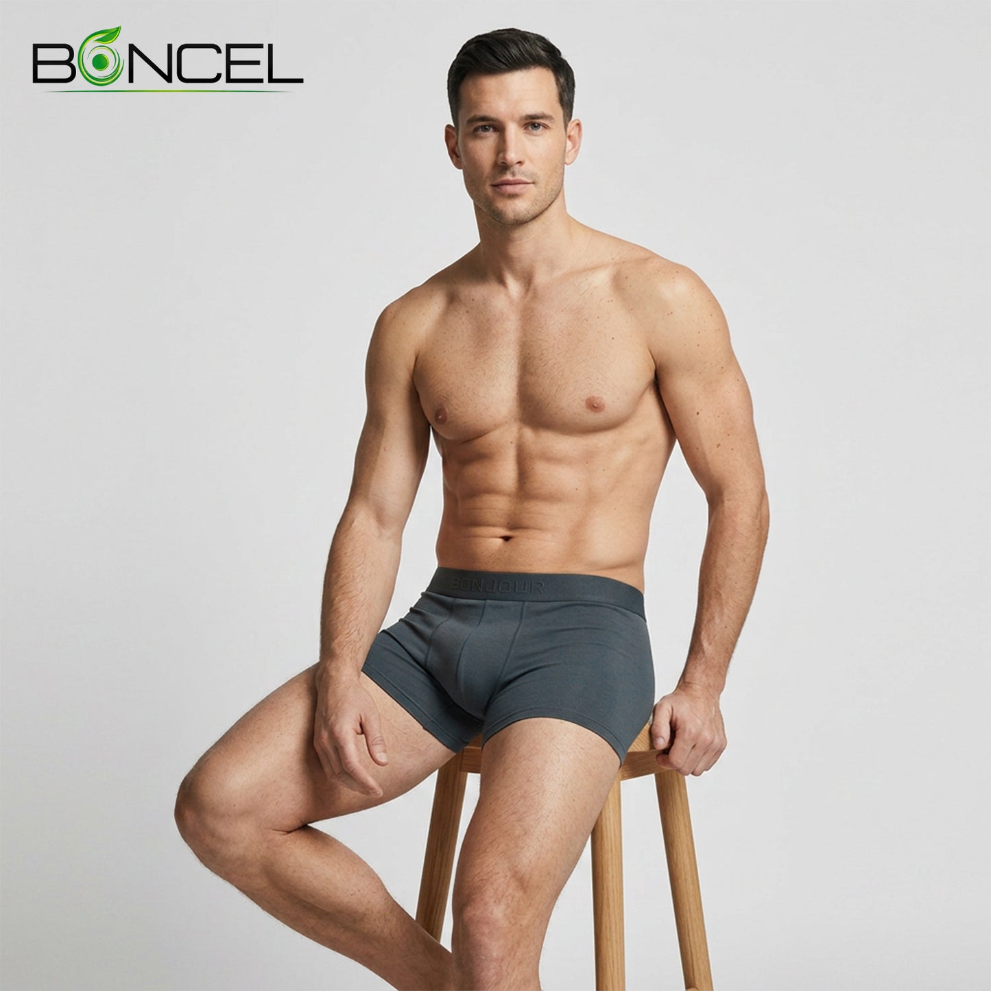 Men's Stone Grey Micro Modal Seamless Trunks with Boncel Technology
