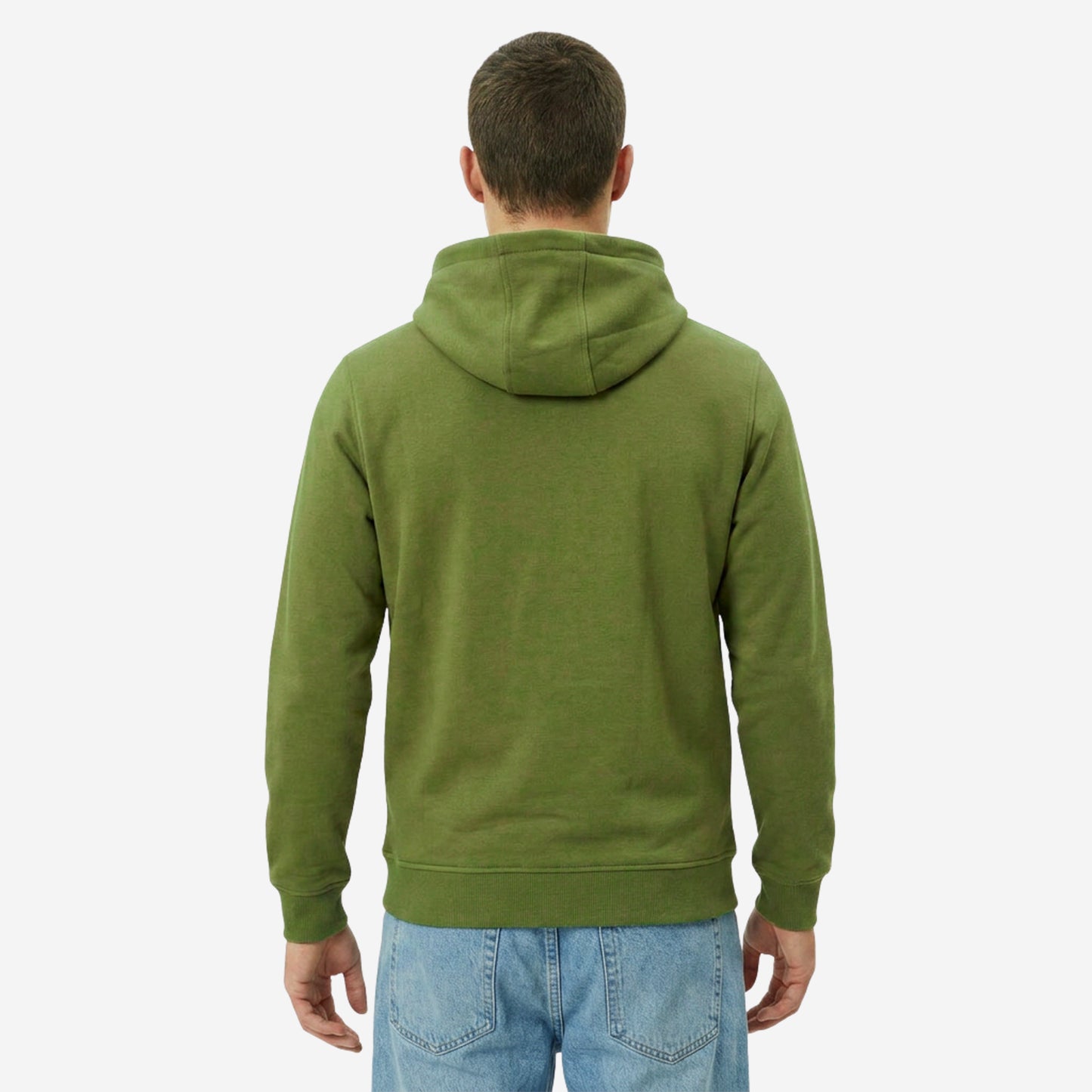 Relaxed Fit Printed Pullover Hoodie for Men (Olive)