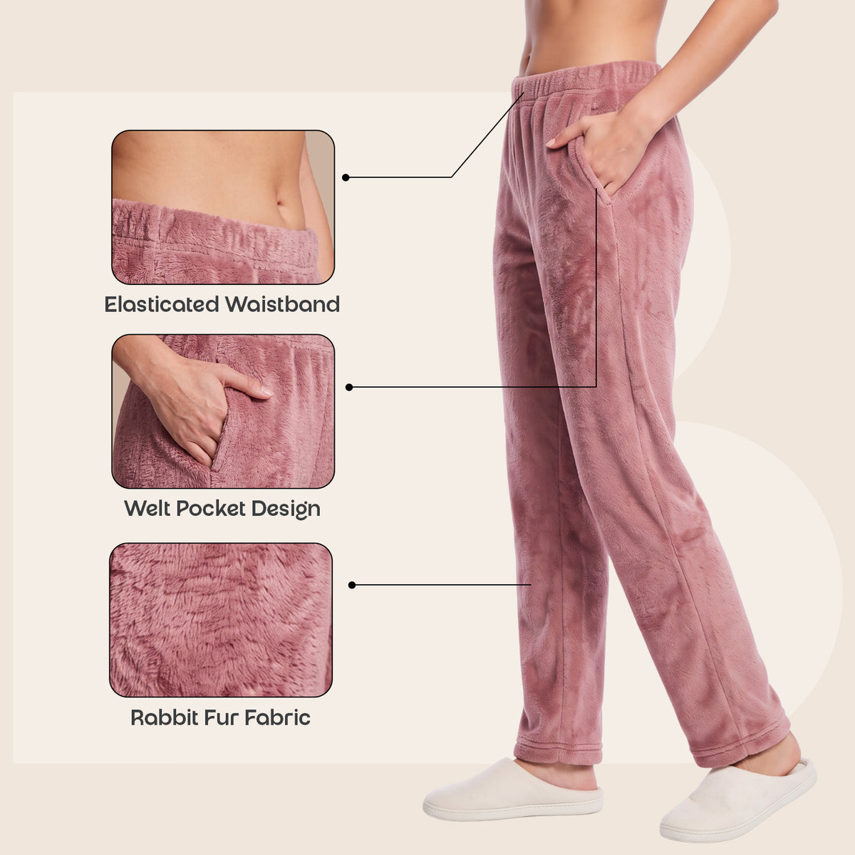 Bonjour Women’s 100%  polyester Winter Warm Lower | Comfortable Track Pants | Elastic Waist.