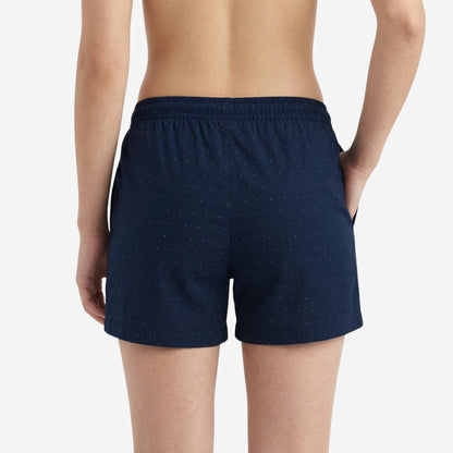 Women Regular Fit Navy Cotton Boxer Shorts