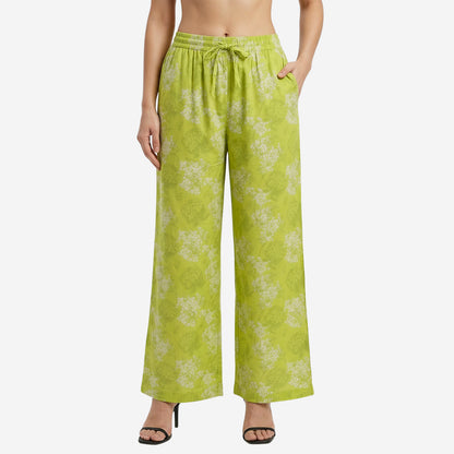 Lemon Floral Printed Palazzo for Women | Comfortable Fit (Pack of 1)