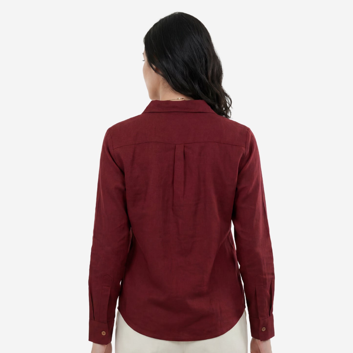Women Linen Comfort Shirt - (Dewberry Wine)