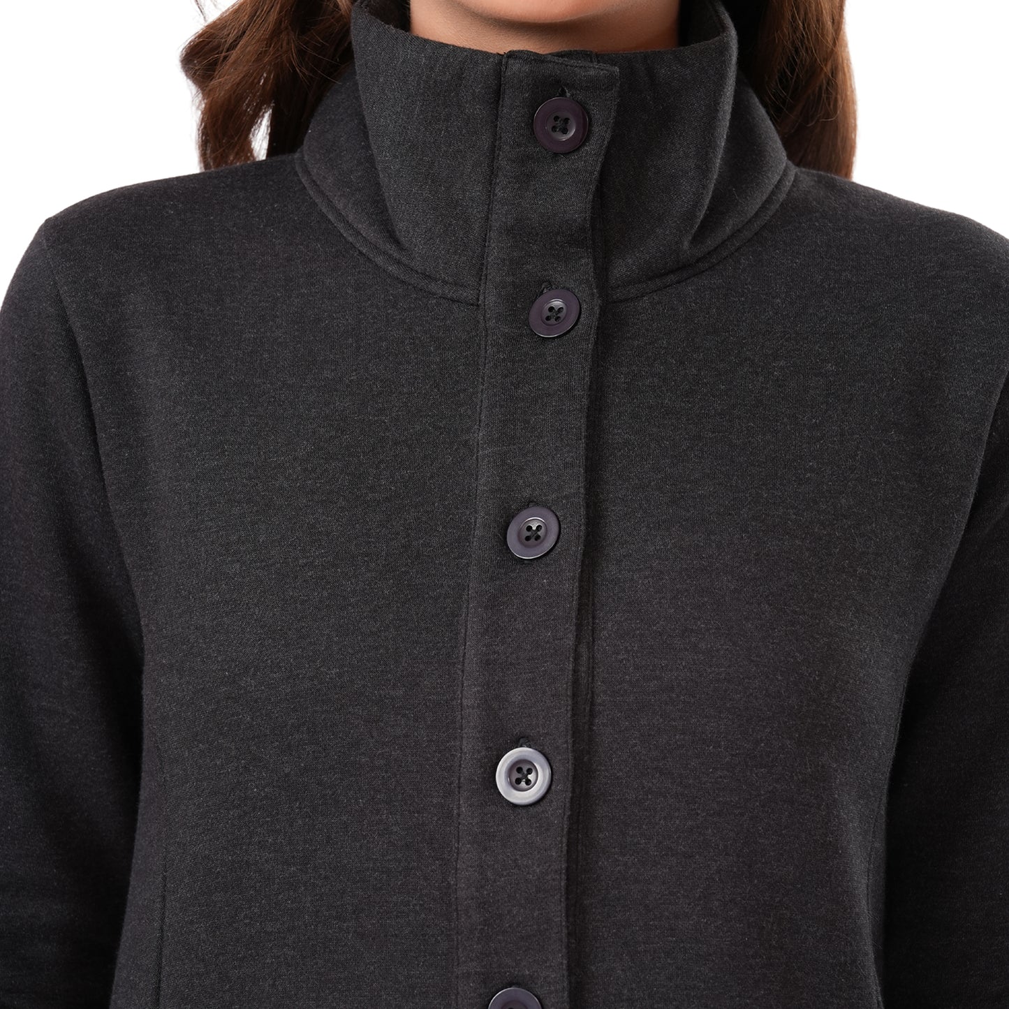 Women Winter High Neck Long Coat (Black)