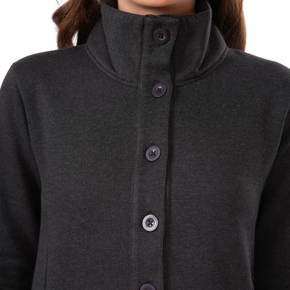 Women Winter High Neck Long Coat (Black)