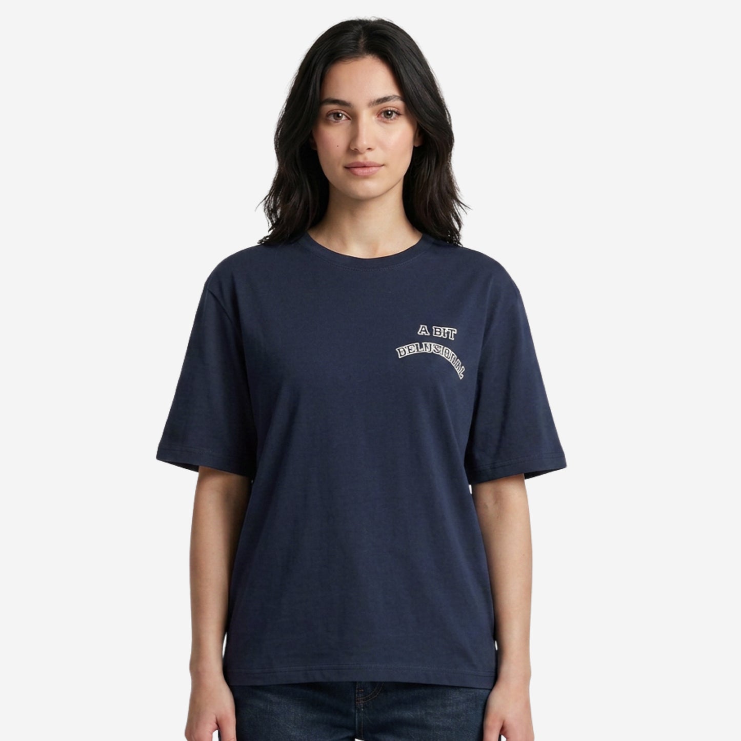 Women's Navy Oversized Printed T-Shirt