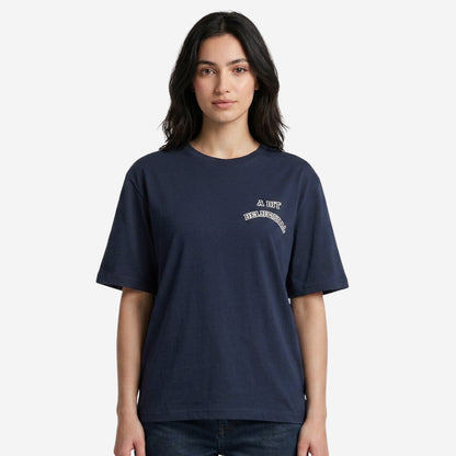 Women's Navy Oversized Printed T-Shirt