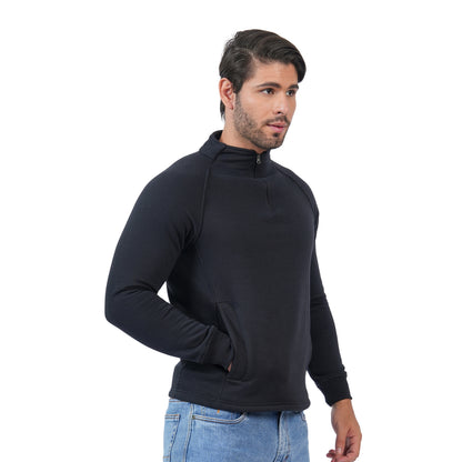 Men’s Full Zipper Casual Winter Sweatshirt Jacket (Black)