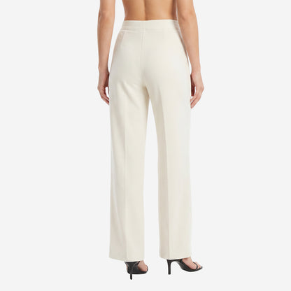 Women Solid Off White Straight Pants